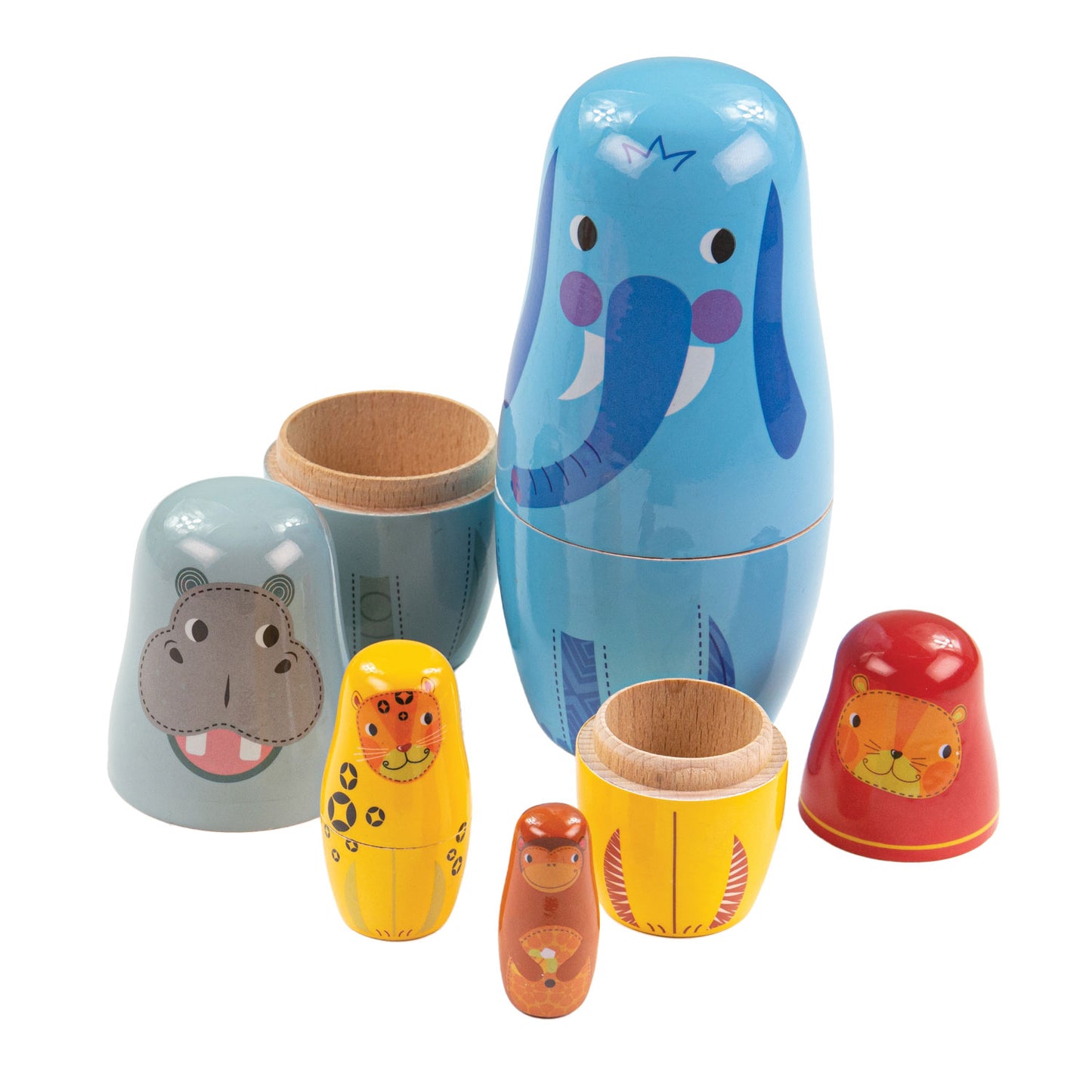 Tidlo Wooden Matryoshka Animales Jungled Stackable, 10dlg.