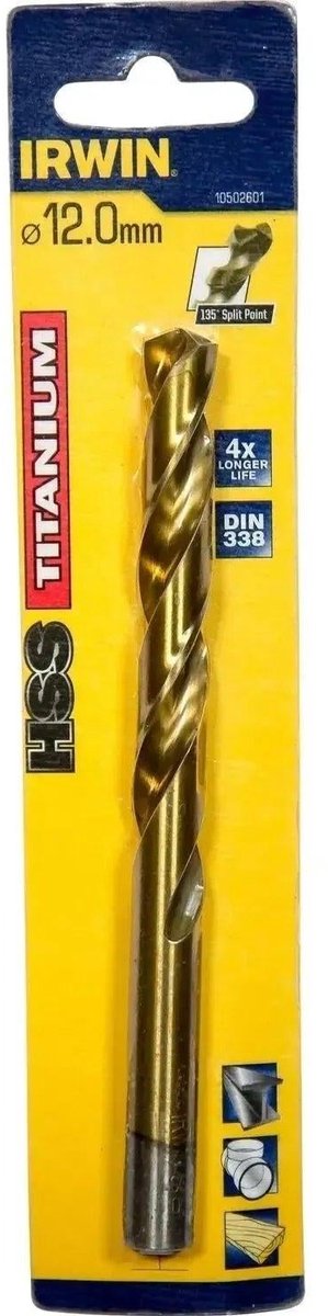 Punta per metallo Irwin HSS 135° titanio 12mm - 10502601