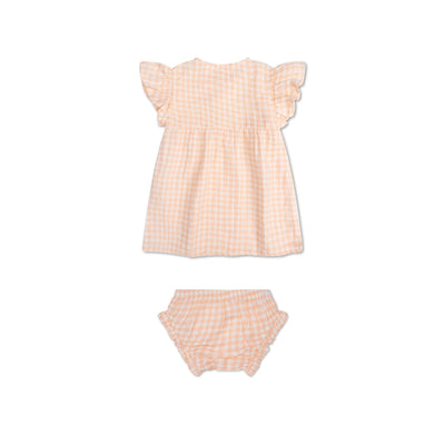 Sunset grid | oranje wit meisjes set strand- muslin