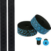 Supacaz Super Sticky Kush Star Fade Dirección Dirección Black Neon Blue que incluye el enchufe de dirección de aluminio neón