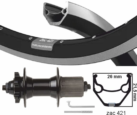 Kgs achterwiel 28 inch (622) zac421 zw zil disk 8-10 sp 6 bout uitval