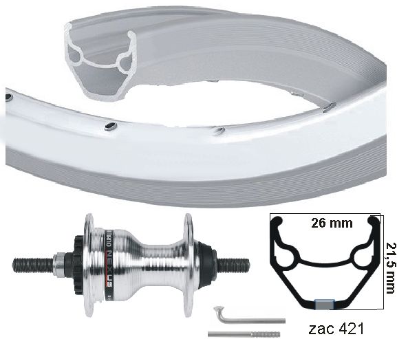 Ruota anteriore kgs 28 pollici (622) Zac 2000 Silver Rollerbrake