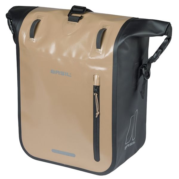 Basil borsa singola da bicicletta rivo m telone mik 12-15l 14 x 25 x 38 cm - nero sabbia