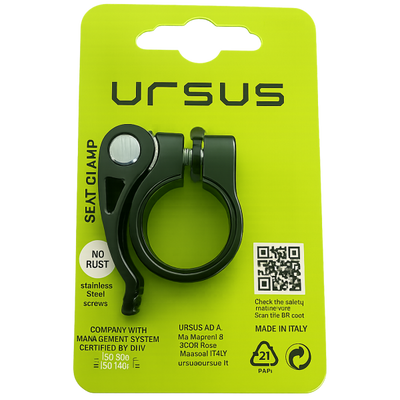 Ursus zadelpenklem met snelspanner ø25.7 mm aluminium - zwart