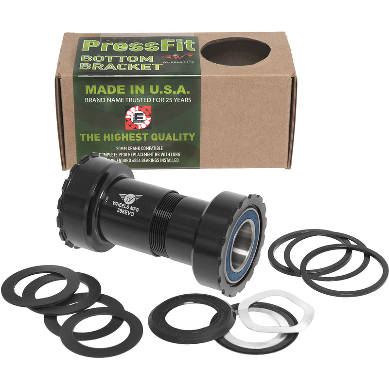 Ruedas de fabricación de ruedas MFG Soporte inferior 386EVO SRAM 22 24 mm ACB Negro