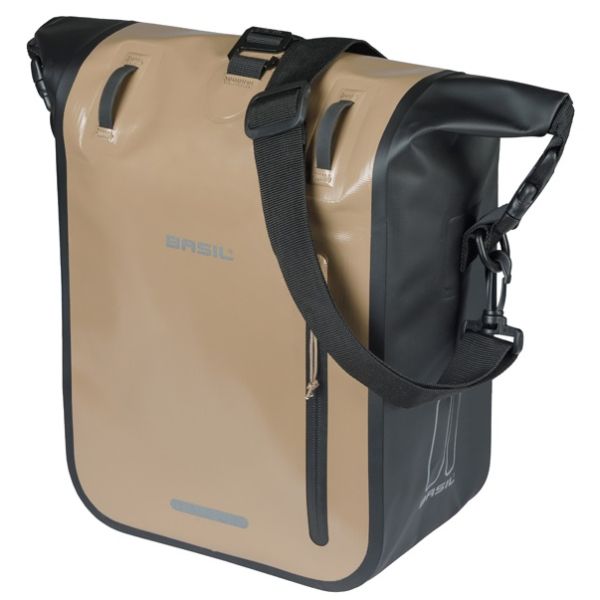 Basil borsa singola da bicicletta rivo m telone mik 12-15l 14 x 25 x 38 cm - nero sabbia