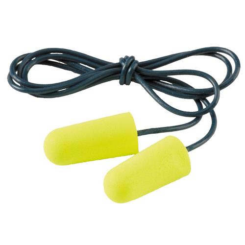 Tappi per le orecchie da 3 m morbidi neon gialli con cordino (200 paia)