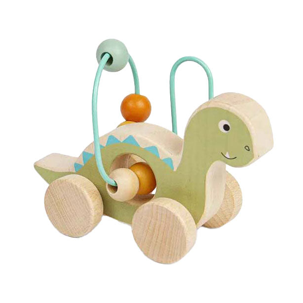 Bigjigs figura de empuje de madera diplodocus con marco de cuentas