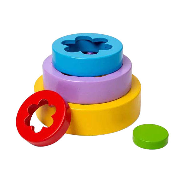 Bigjigs Wooden Flower Tower, 5dlg.