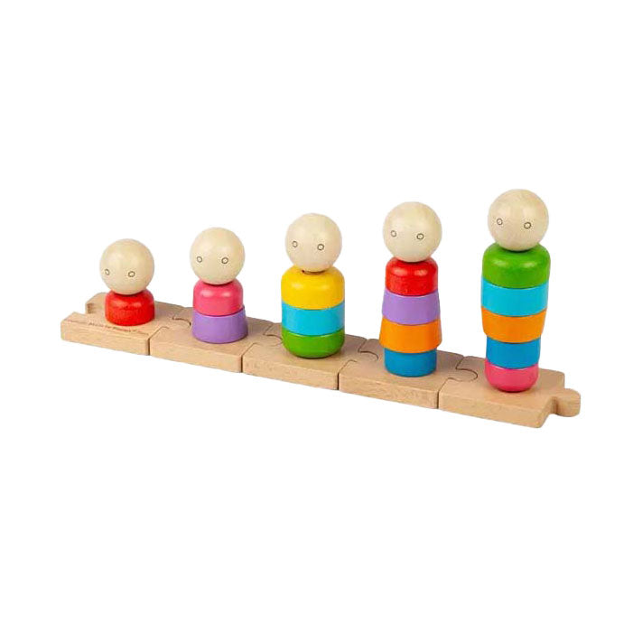 Bigjigs Wooden Rainbow Famiglia che impila giocattoli, 25dlg.