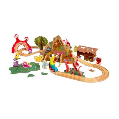 Bigjigs Wooden Monster Train set, 50dlg.