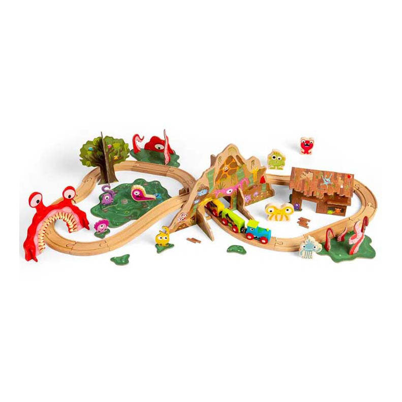 Bigjigs Wooden Monster Train set, 50dlg.