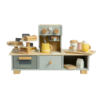 Set da gioco Bigjigs angolo caffè in legno, 32 pezzi.