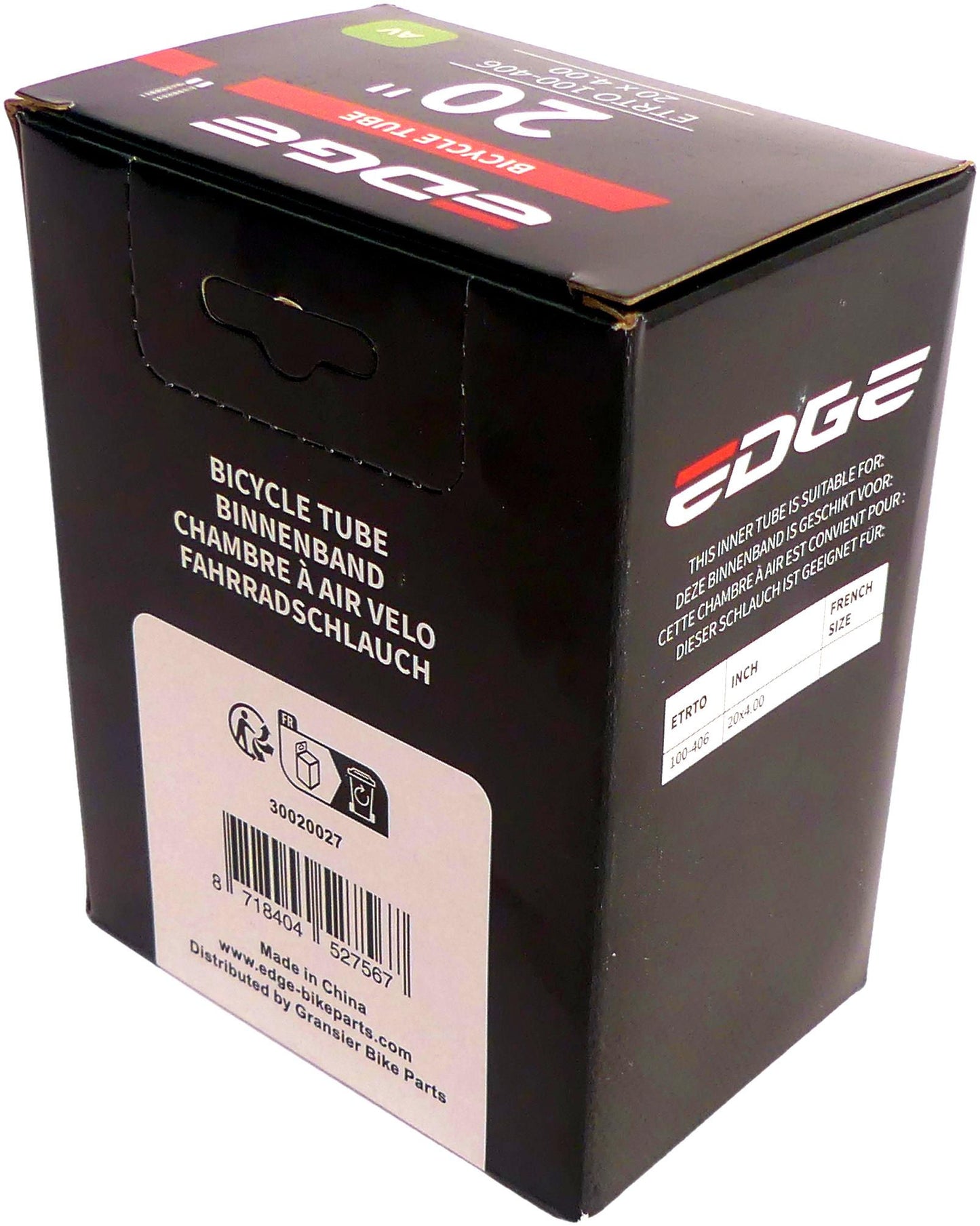 Edge binnenband 20 x 4.00 av-40mm (geschikt voor fatbikes)
