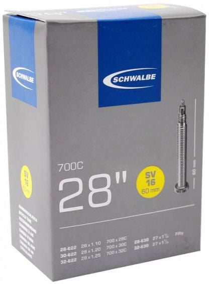 SCHWALBE TUBI INTERNA SV16 28 28 32-622 630 60mm Valvola