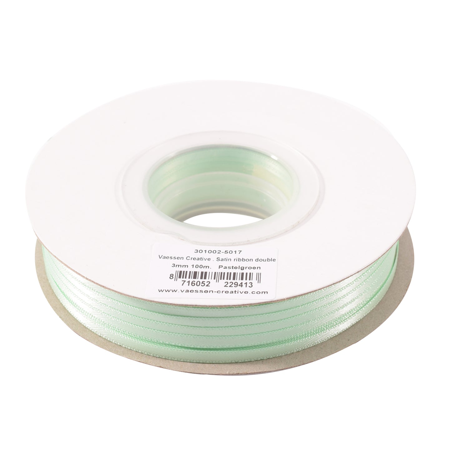 Vaessen creative • satijn lint 3mmx100m pastelgroen