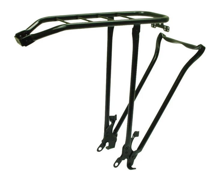 Portador de equipaje con soporte plegable de 28 pulgadas de acero negro