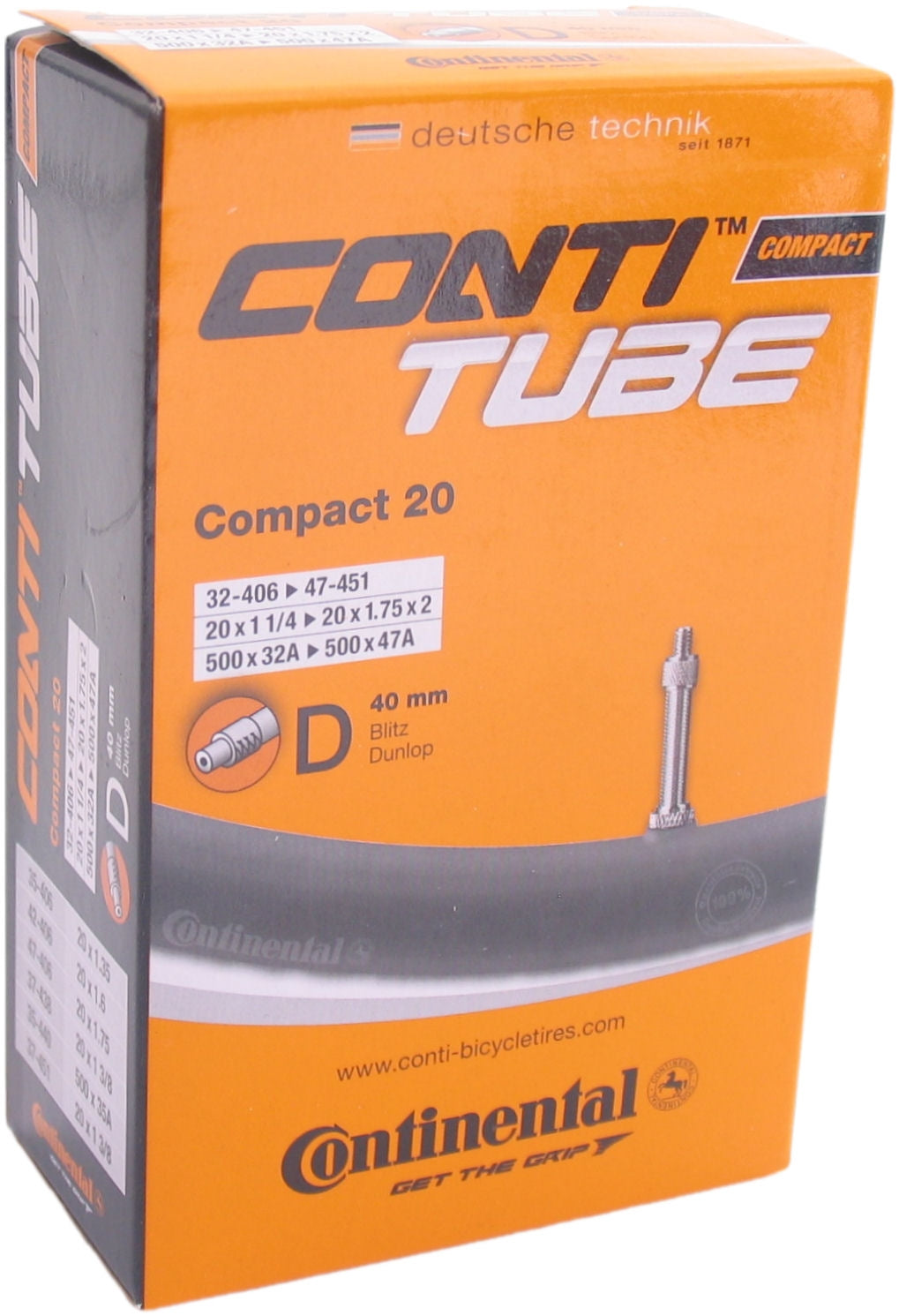 Tubo interno continental DV7 Compacto de 20 pulgadas 32 47406-451 DV 40 mm