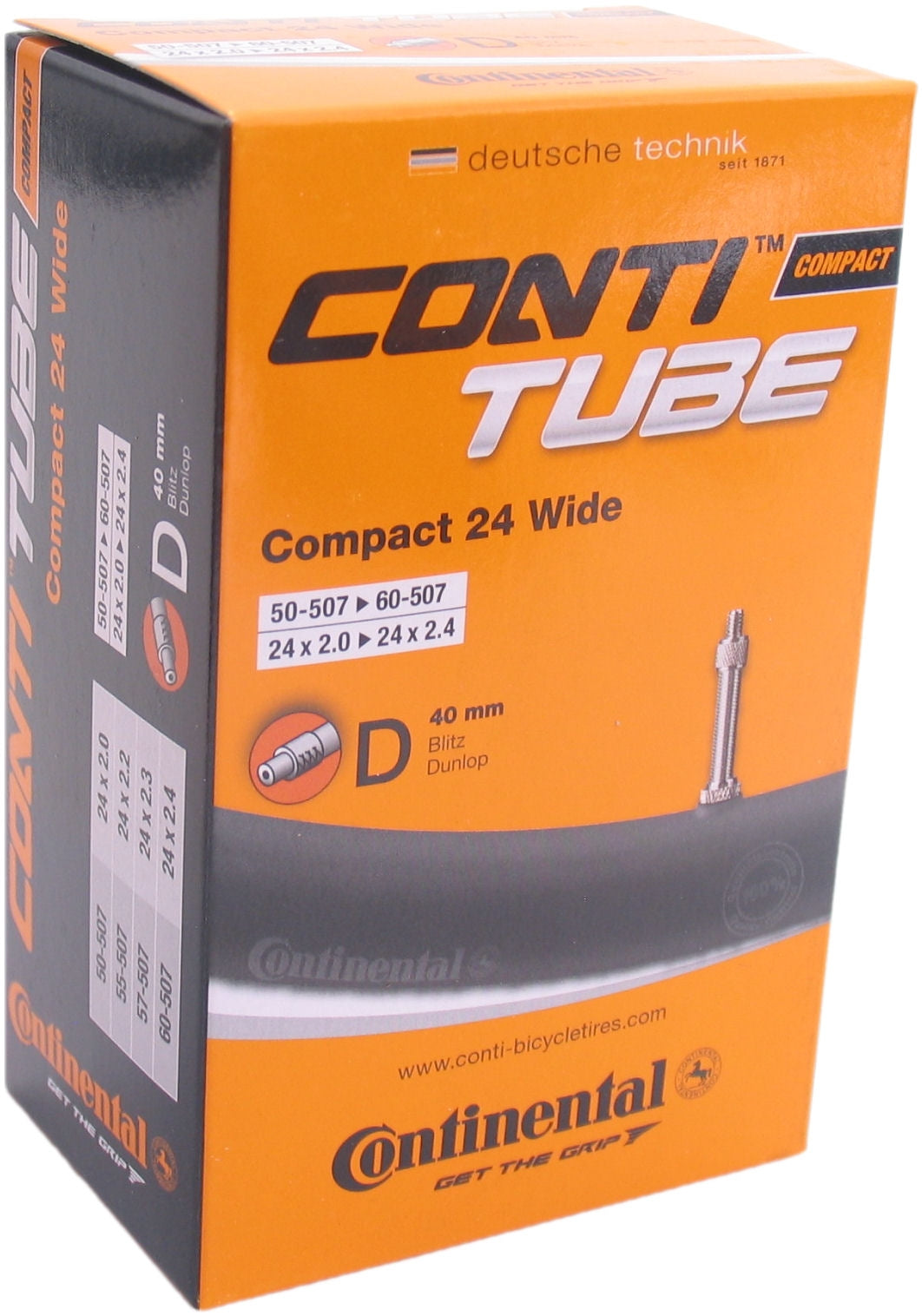 Tubo interno continental DV10 Compacto amplio 24 pulgadas 47 60-507 DV 40 mm
