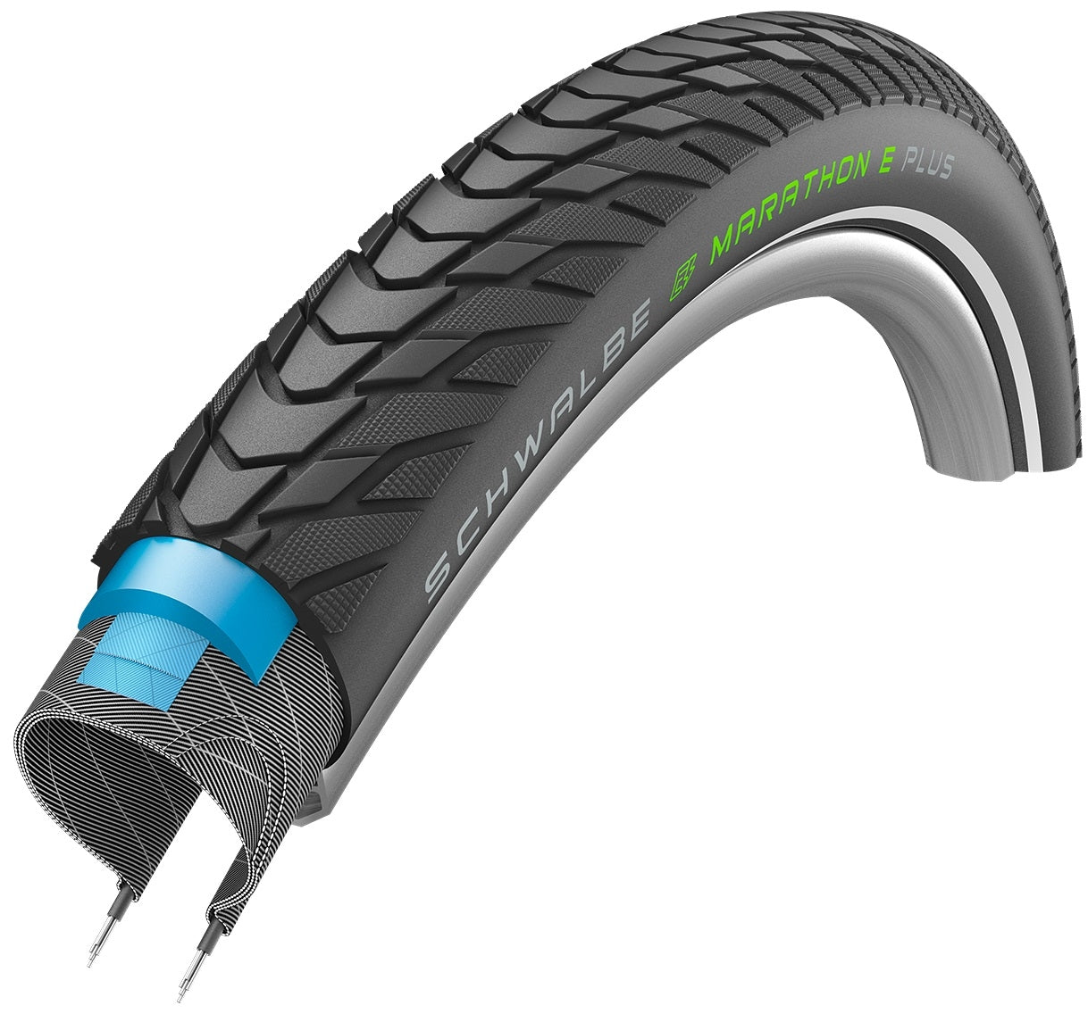 Schwalbe Marathon E-Plus Línea de rendimiento 28 x 2.20 55-622 mm-negro con reflexión