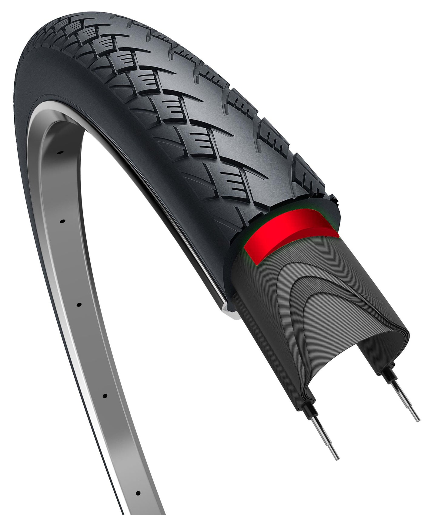Proteger el metro de los neumáticos de borde más 28 x 1.50 40-622 mm negro con reflexión