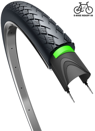 Proteger el metro de neumáticos de borde 28 x 1.75 47-622 mm para acelerador de velocidad hasta un máximo de 50 km u negro con reflexión