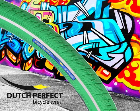 Neumático holandés de holandés Perfecto 28 x 1.40 40-622 mm anti-lok verde con reflexión