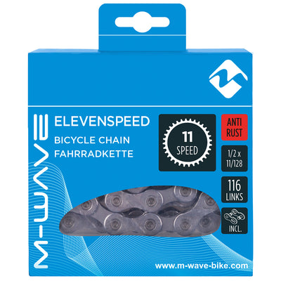M-Wave Necklace 11-Speed, 1 2x11 128 116L Silver Anti-Rust (Hanging Package)