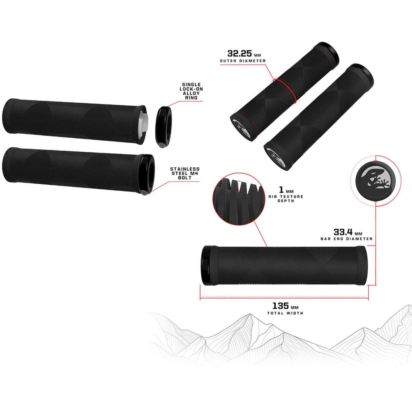 Lizard Skins Lizard skins strata single lock-on handvaten jet black