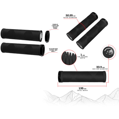 Lizard Skins Lizard skins strata single lock-on handvaten jet black