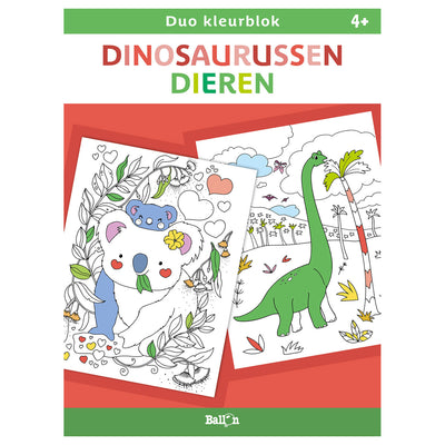 Ballon duo kleurblokken - dinosaurussen en dieren