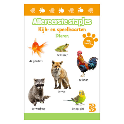 Editore standard che visualizza e gioca a carte con gli animali dei primi passi