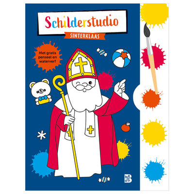 Libro da colorare standard dell'editore con tavolozza di colori e pennello Sinterklaas