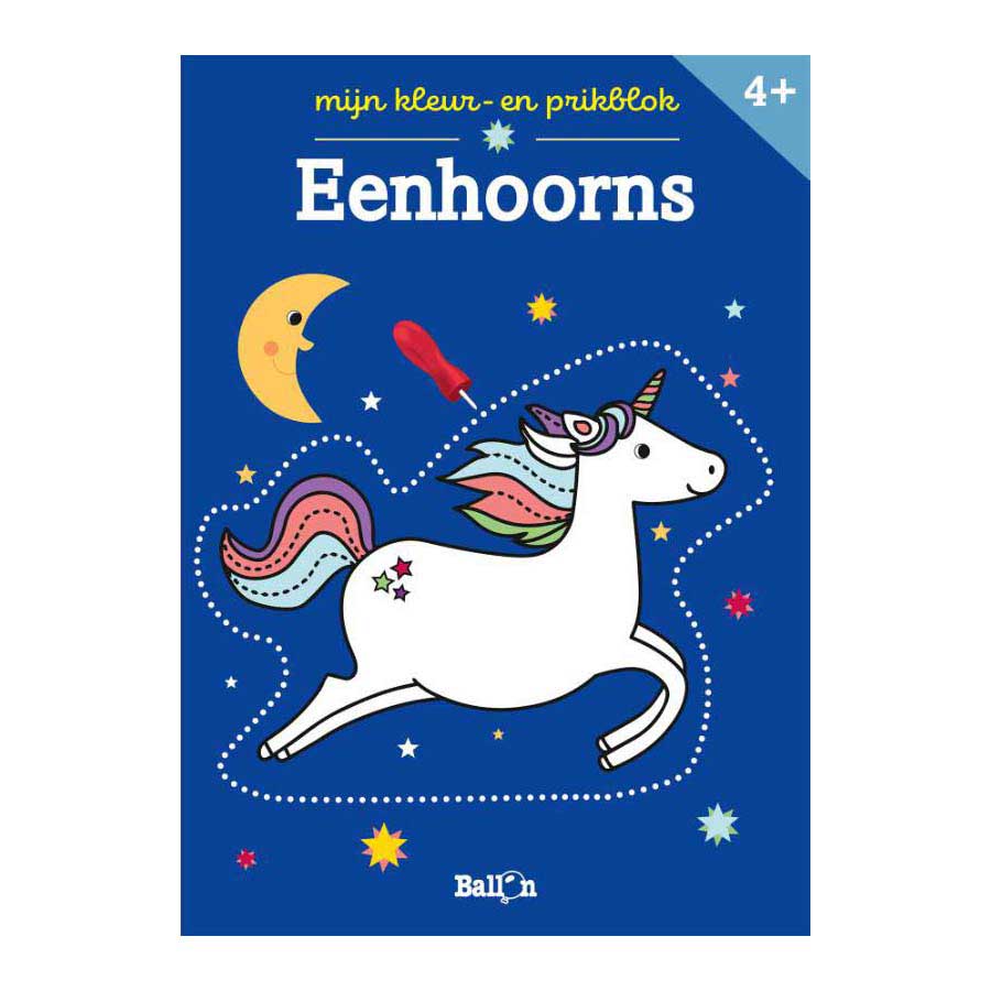 Standaard uitgeverij mijn kleur en prikblok - eenhoorns