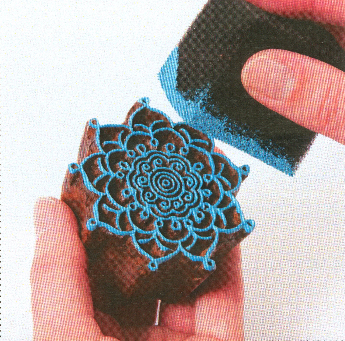 Creaciones de tela • impresión en bloques de azulejos aztecas pequeños de 4,5x3,5 cm