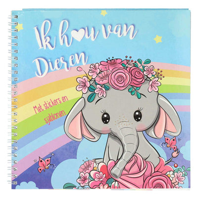 Libro de calcomanía y plantilla Me encantan los animales