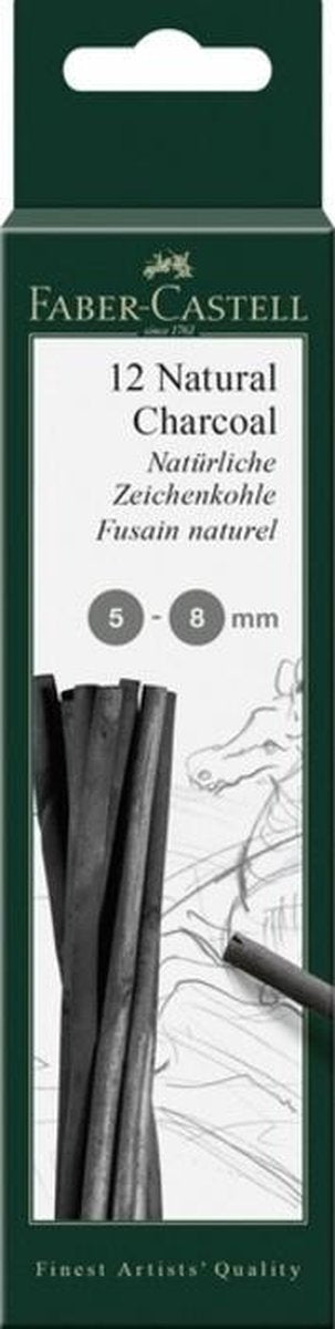 Carbón faber-castell - pitt monocromo - espesor 5-8 mm - 12 piezas en caja - fc-129298