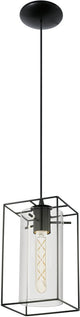 Eglo loncino - hanglamp - 1 lichts - zwart - transparant