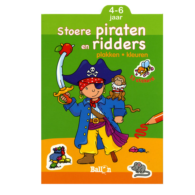 Standaard uitgeverij plakken en kleuren - stoere piraten en ridders, 4-6 jaar