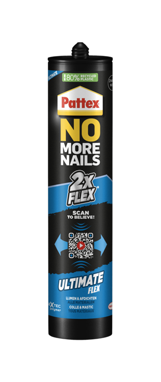 Pattex 1070179 - niente più unghie Ultimate Flex Nero 390g | 6 pezzi