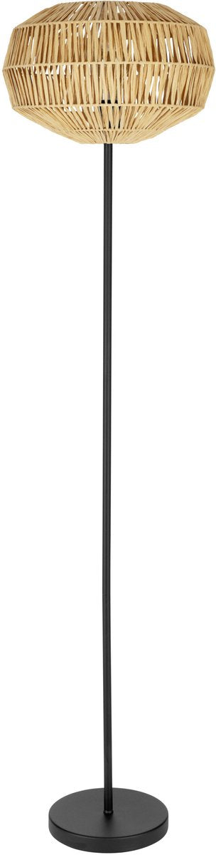 Lampada da terra Eglo Sheldon - e27 - 153,5 cm - nero marrone naturale - carta