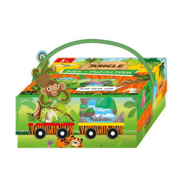 Libro de editoriales Lantern y rompecabezas de la jungla del tren.