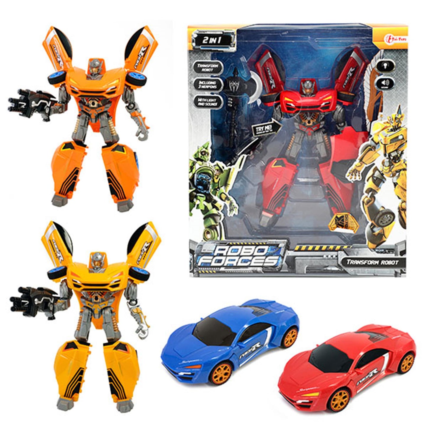 Roboforces cambia robot con luce e robot Superauto 4 diverse versioni