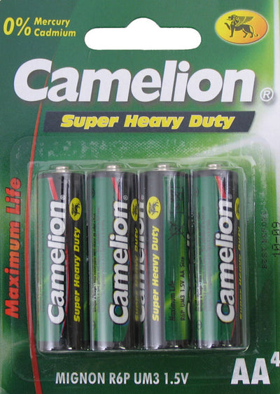 Camelion AA Batteries Zink-Carbon, 4 piezas (empaque colgante)