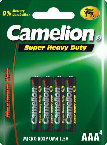 Baterías AAA Camelion Zinc Carbon, 4 piezas (paquete colgante)