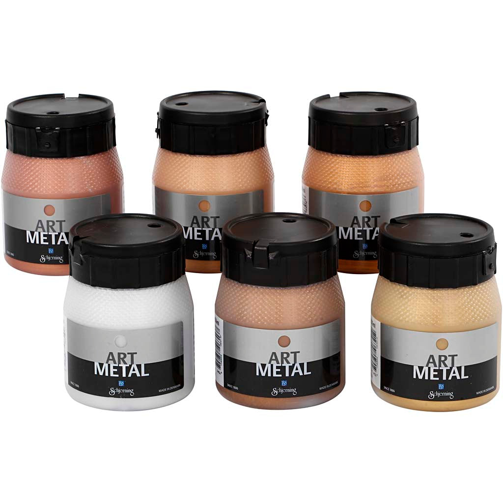 Schjerning hobby paint metallizzato, misura 5102, 5104, 5106, 5108, 5109, 5110, colori metallizzati, 6x250 ml 1 scatola