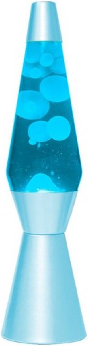 Lampada lava I-total - lampada lava - lampada d'atmosfera - 40x11 cm - vetro alluminio - 30w - blu con cera bianca - base blu - xl2939