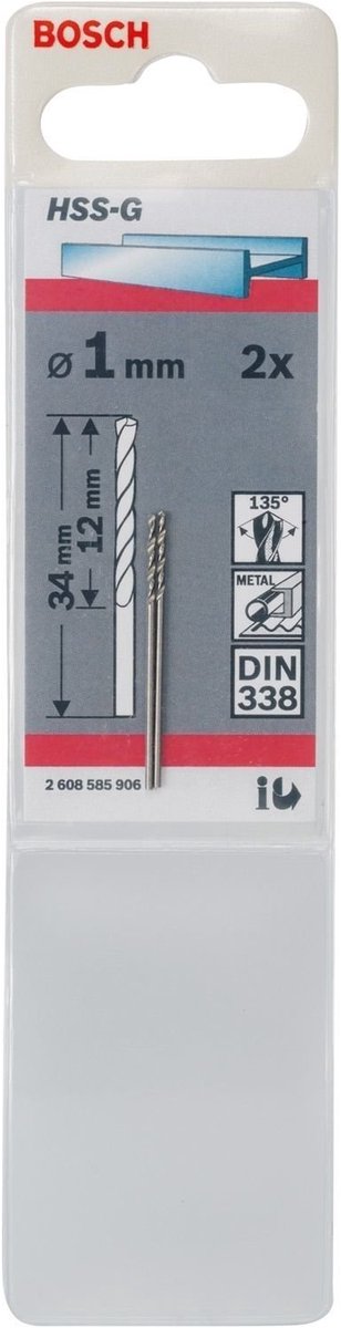 Bosch - taladros para metal hss-g, estándar 1 x 12 x 34 mm