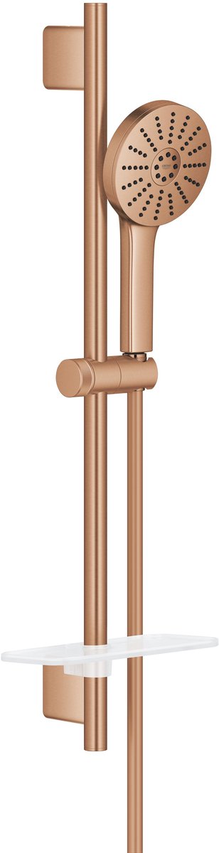 Set doccia Grohe vitalio joy+ 120 con asta doccia - con soffione, flessibile doccia portasapone - 3 tipi di getto - aqua booster - risparmio idrico (7l min) - spazzolato warm Sunset
