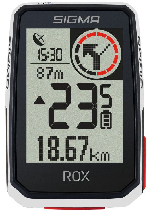 Sigma ROX 2.0 GPS SW White Soporte de dirección estándar + Cable de carga USB-C